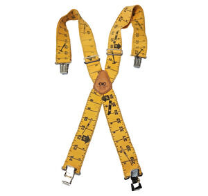 Tape Measure Carpenter Suspenders 2" Top Grain Cowhide Custom LeatherCraft CLC